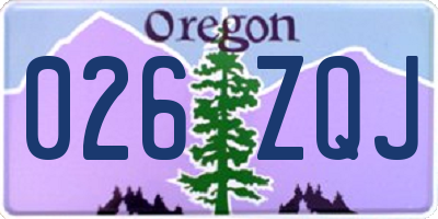 OR license plate 026ZQJ