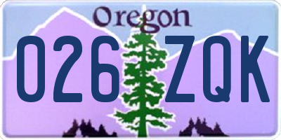 OR license plate 026ZQK