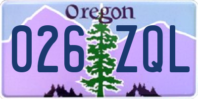 OR license plate 026ZQL
