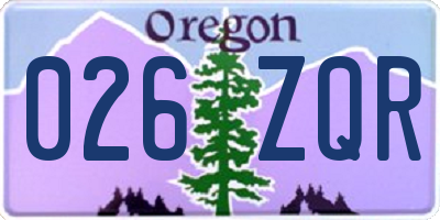 OR license plate 026ZQR