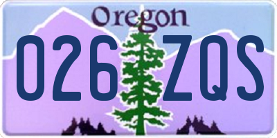 OR license plate 026ZQS