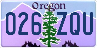 OR license plate 026ZQU