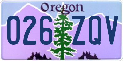 OR license plate 026ZQV