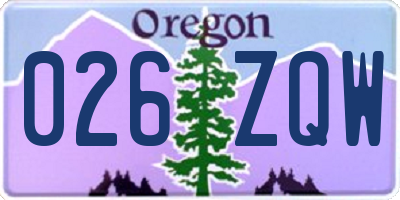 OR license plate 026ZQW