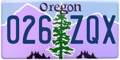OR license plate 026ZQX