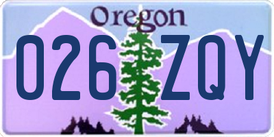 OR license plate 026ZQY