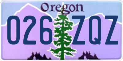 OR license plate 026ZQZ