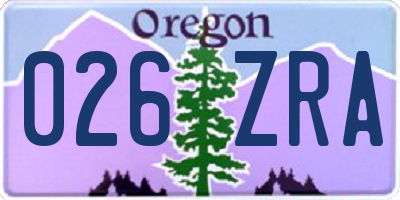 OR license plate 026ZRA