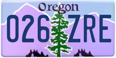OR license plate 026ZRE