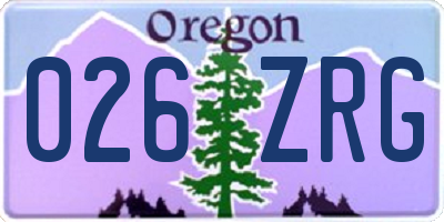 OR license plate 026ZRG
