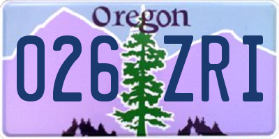 OR license plate 026ZRI