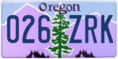 OR license plate 026ZRK