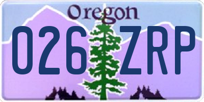 OR license plate 026ZRP