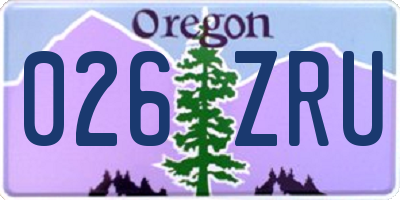 OR license plate 026ZRU
