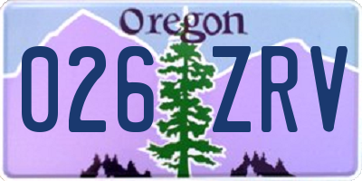 OR license plate 026ZRV