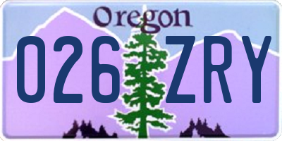 OR license plate 026ZRY