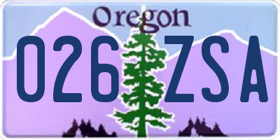 OR license plate 026ZSA