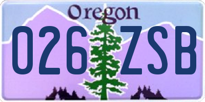 OR license plate 026ZSB