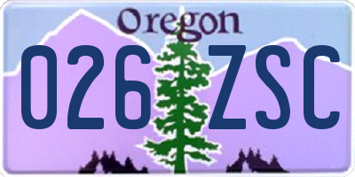 OR license plate 026ZSC