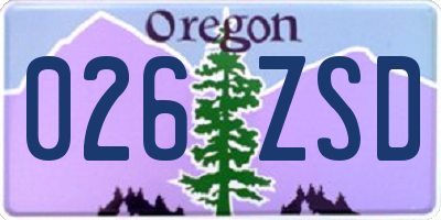 OR license plate 026ZSD