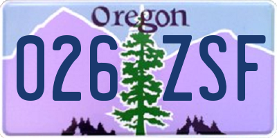 OR license plate 026ZSF