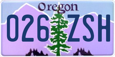 OR license plate 026ZSH