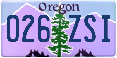 OR license plate 026ZSI