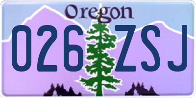 OR license plate 026ZSJ