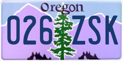 OR license plate 026ZSK