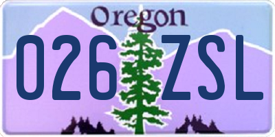 OR license plate 026ZSL