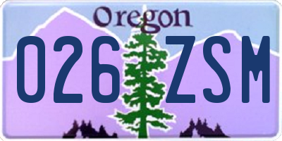 OR license plate 026ZSM