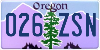OR license plate 026ZSN