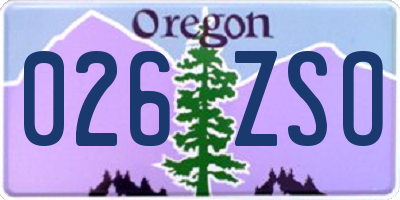 OR license plate 026ZSO