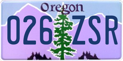 OR license plate 026ZSR