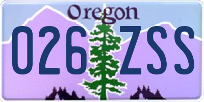 OR license plate 026ZSS