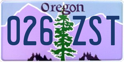 OR license plate 026ZST