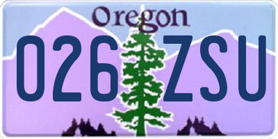 OR license plate 026ZSU
