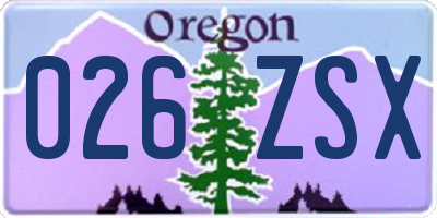 OR license plate 026ZSX