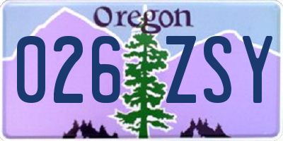 OR license plate 026ZSY