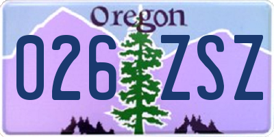 OR license plate 026ZSZ