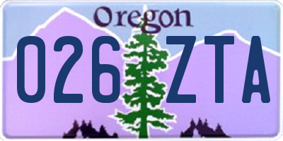 OR license plate 026ZTA