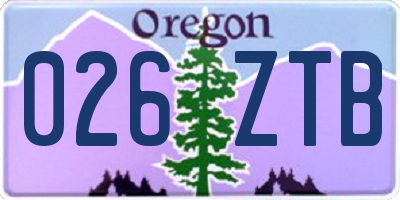 OR license plate 026ZTB