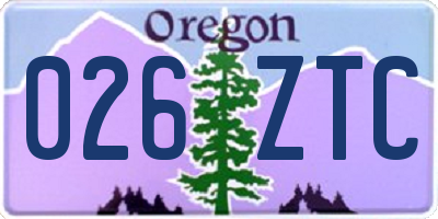 OR license plate 026ZTC