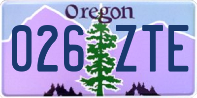 OR license plate 026ZTE