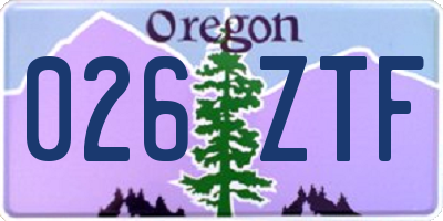 OR license plate 026ZTF