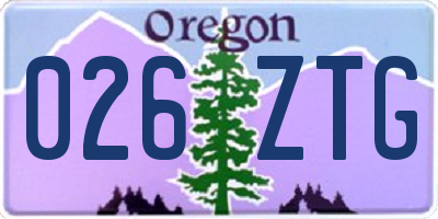 OR license plate 026ZTG