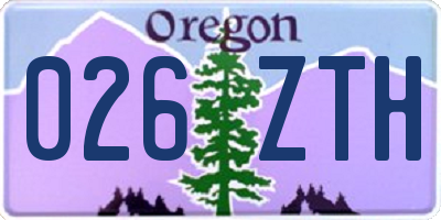 OR license plate 026ZTH