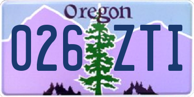 OR license plate 026ZTI