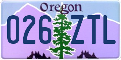 OR license plate 026ZTL