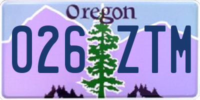 OR license plate 026ZTM